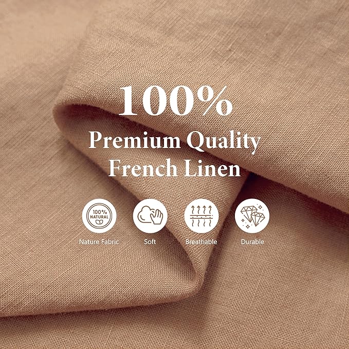 Pure Linen Bistro Half Apron - 25 x 35 Inch Unisex Waist Aprons with Large Pocket Ideal for Kitchen Crafts and More