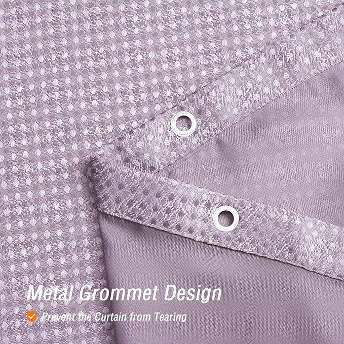 Gibelle Waffle Weave Shower Curtain with Mesh Top Window and Hooks Set, Spa Like Hotel Style Fabric Shower Curtain for Bathroom, Lavender, 72x72