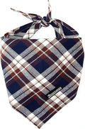 Adjustable Plaid Dog Bandanas,1PC Soft Washable Cotton Triangle Bib Kerchief Scarfs for Small Medium Large Dogs and Cats (Dark Brown, Large)