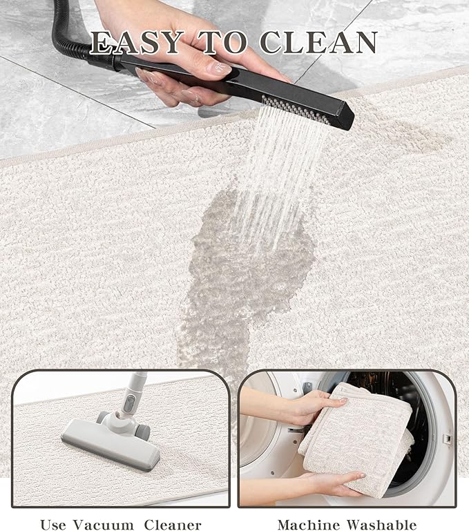 chakme Bathroom Rugs Mat 24x17, Ultra Thin Non Slip Bath Mat Small Quick Dry Absorbent Bath Mat for Bathroom Floor, (White, 24"x17")