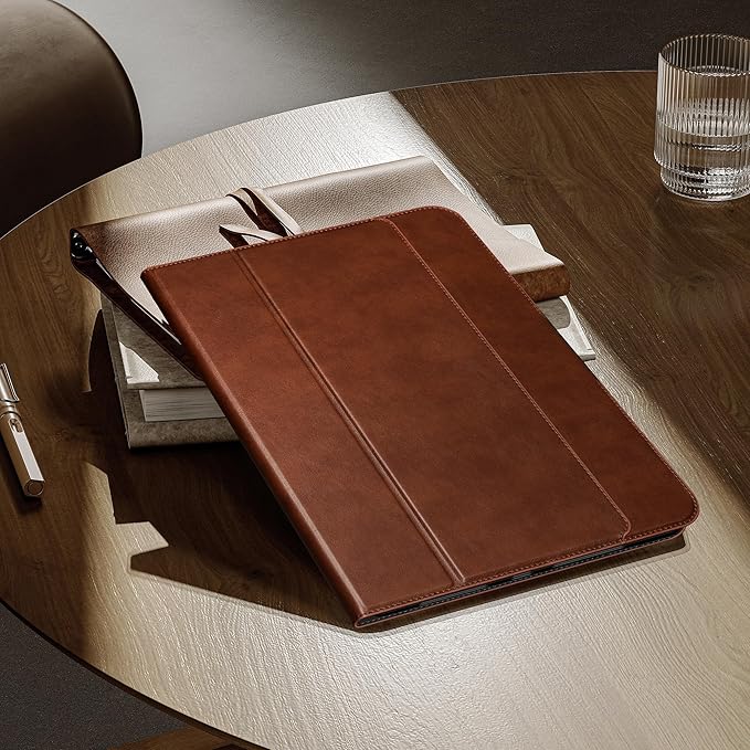 auaua Case for iPad Air 11 Inch M3/M2 (2025/2024), iPad Air 5th/4th Generation (2022/2020), with Pencil Holder and Pocket, Typing Angle Muti-Stand Magnetic Closure Auto Sleep/Wake (Brown)