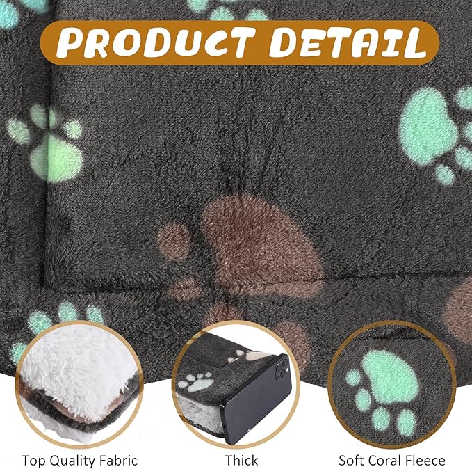 Tuanse 4 Pack Ultra Soft Dog Cat Bed Mat with Cute Prints Reversible Fleece Dog Crate Kennel Pad Cozy Washable Thickened Hamster Guinea Pig Pet Bed Mat for Small Animals(21 x 14 Inches,Black)