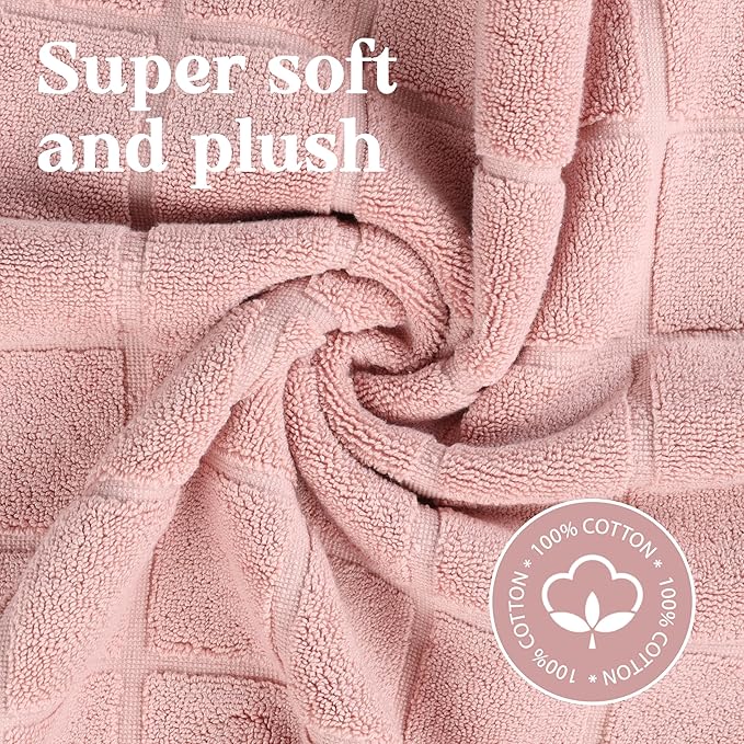 Superior 100% Cotton Bathmat Set, Bath Mats, Bathroom Decor, Shower, Bathtub Essentials, Home Accessories, Small Washable Rug, No Backing, Heavyweight, Nora Collection, Set of 2, 22" x 35", Tea Rose