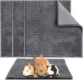 Amylove 4 Pcs Guinea Pig Cage Liner Guinea Pig Bedding Dog Door Mat for Muddy Pet Paws Washable Chenille Pee Pads Small Animal Sleeping Bed for Bunny Hamster(12 x 12 Inch,Square,Dark Gray)