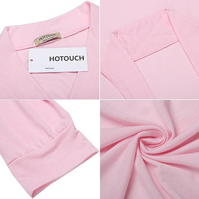HOTOUCH Womens Robe Lightweight Short Knit Bathrobe Soft Ladies Sleepwear with Pockets