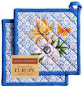 Maison d' Hermine Pot Holders Set 100% Cotton Heat Resistant Potholders 8" x 8" Hot Pads with Loop BBQ, Cooking, Baking, Grilling, Kitchen, Handling Hot Pans Spring/Summer (Pack of 2, Passiflora)