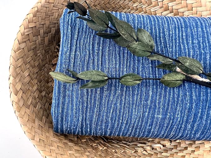 Linen Rayon Blend Fabric by The Linen Lab – Lightweight, Soft, Pre-Washed Material for Sewing, Clothing, Crafts & DIY (3 Yard pre Cut, Blue - Pigment Dyed)