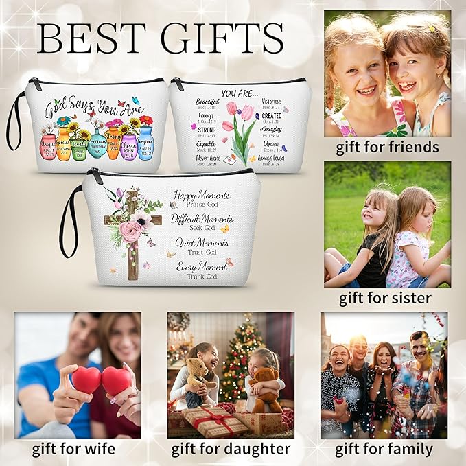 ARIOSEY Faith Based Religious Christian Godly Gifts Small Makeup Cosmetic Bag Pouch for Women Happy Moment Praise God Mothers Day