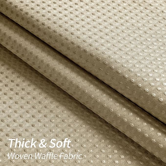 MitoVilla Tan Waffle Shower Curtain 72 x 78, Fabric Farmhouse Long Shower Curtain Set, Modern Cloth Shower Curtain for Bathroom Decor, Luxury Hotel Shower Curtains 78 inch Long, Taupe