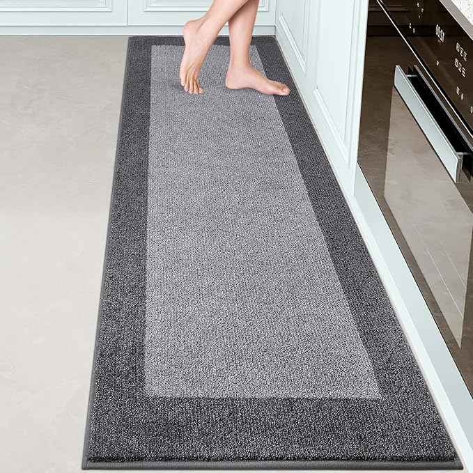 DOMUSTEX Machine Washable Kitchen Rug 24" x 84", Non Slip Kitchen Mat for Floor, Absorbent Entrance Runner Rug for Bedroom, Hallway, Bathroom, Door (Roll Packing)