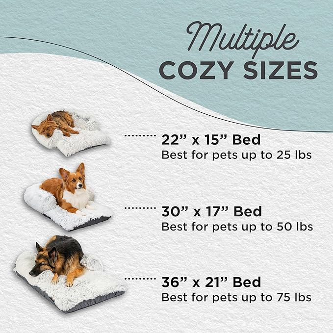 Best Friends by Sheri Nap Mat Dog Bed with Bolster - Washable Crate Pad, Removable Cover, Frost, Large, 36x21
