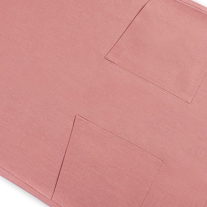 Solino Home Cross Back Linen Apron with Pockets for Gardening, Kitchen - Dusty Rose Pinafore Smock Apron 100% Pure Linen for Men & Women - Handcrafted from European Flax