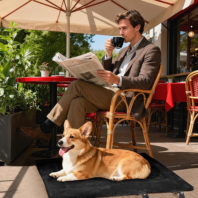 Kritter Planet Waterproof Foldable Dog Bed Pad for Camping & Travel, Portable Roll-Up Dog Bed Car Seat Pet Cushion Mat with Handles for Medium & Large Dogs, Indoor & Outdoor Use