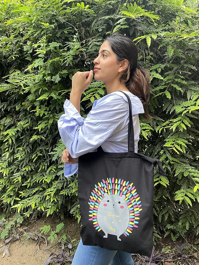 Ecoright Tote Bag for Women with Zipper, Small Tote Bag, Canvas Bag, Reusable Cotton Bag for Beach, Grocery, School & Work