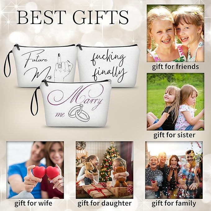 ARIOSEY Wedding Engagement Bachelorette Wedding Registry Gifts for Bride Daughter Mrs Makeup Bag Bachelorette Party Bride Make Up Pouch Gifts for Newly Engaged Couples