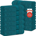 RIVERSIDE 12 Pack Premium 100% Cotton Face Wash Cloths, 12 x 12 Inches, Soft & Absorbent Face Towels for Bathroom Wash Clothes, 550 GSM, Luxury WashCloths for Showering, Body, Spa & Gym, Teal