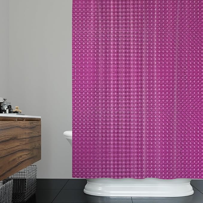ggaimwf 72x72 Inch Solid Color Shower Curtain for Bathroom Waffle Bath Water Resistant Fabric Curtains Purple Modern Thick Shower Stall Curtain with Metal Hooks