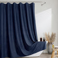 Ebesto Navy Blue Fabric Shower Curtain 78 Inch Length 1 Piece, Embossed Textured Waffle Cloth Shower Curtains for Bathroom Modern Hotel Spa, Water Resistant Machine Washable, 72Wx78L Inches