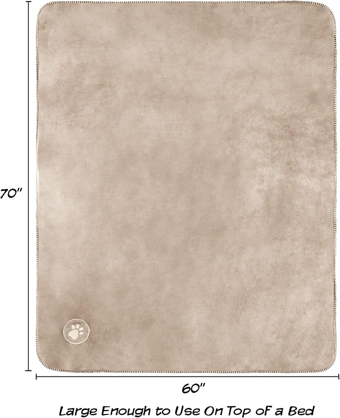 Waterproof Blanket for Pets - Reversible Throw Protects Couch, Car, and Bed from Spills, Stains, or Fur - Plush Blanket by Petmaker (Tan)