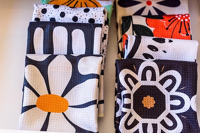Desert Aqua 2 Pack Double Sided Kitchen Towels || Dish Towels || Quick Dry || Designer Prints || Highly Absorbent || Hanging Hook (Poppy)