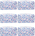 PAZIMIIK 6PCS Vintage Quilted Makeup Bag SET Cosmetic Pouch for Brushes Pencils and Travel Make Up Accessories for Women and Girls Flower Blue