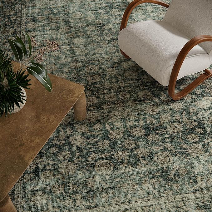Washable Living Room Area Rug: 10x14 Rugs for Bedroom Vintage Stain Resistant Non Slip Low Pile Large Boho Carpet for Kitchen Dining Room Farmhouse Kids Room Nursery