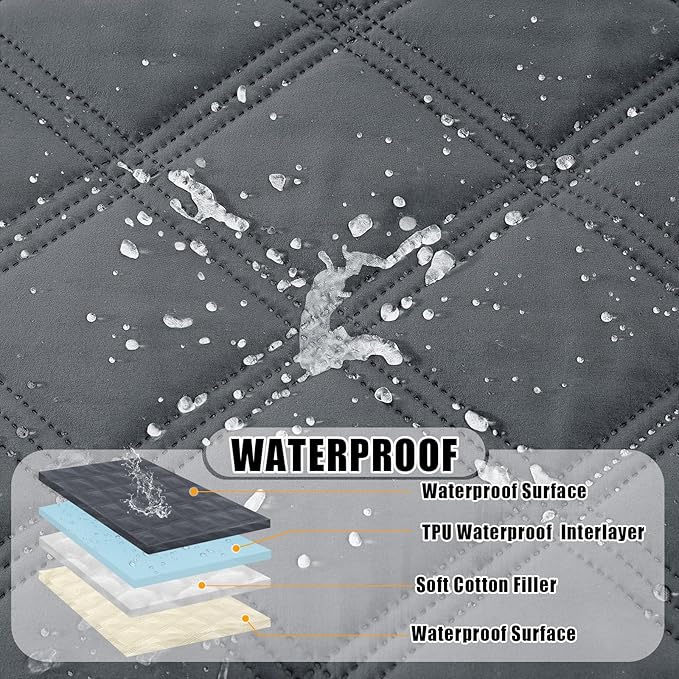 Smiry Waterproof Dog Bed Cover Blanket 40x70, Soft Reversible Pet Blanket, Washable Leakproof Cats Dogs Couch Cover for Sofa, Couch, Furniture, Lattice, Dark Grey/Beige