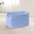 SunNewt 45L Small Baby Girls Laundry Basket for Nursery Storage,Cute Woven cotton Rope Baskets for Kids Toy，Gifts, Boho Square Wicker Blanket hamper for Living Room,Bedroom Dirty Clothes,Blue Purple