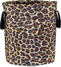 Brown Leopard Laundry Basket Foldable Oxford Cloth Funny Tote Bag Laundry Hamper Clothes Storage Bucket Organizer For Bathroom/Laundry Storage/Bedroom Storage Basket 17.7x13.7 Inch