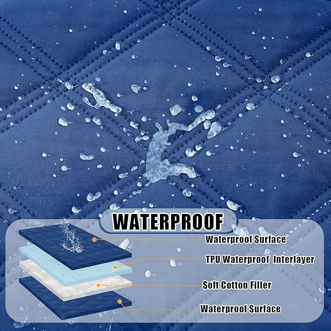Smiry Waterproof Dog Bed Cover Blanket 52x82, Soft Reversible Pet Blanket, Washable Leakproof Cats Dogs Couch Cover for Sofa, Couch, Furniture, Lattice, Navy/Navy