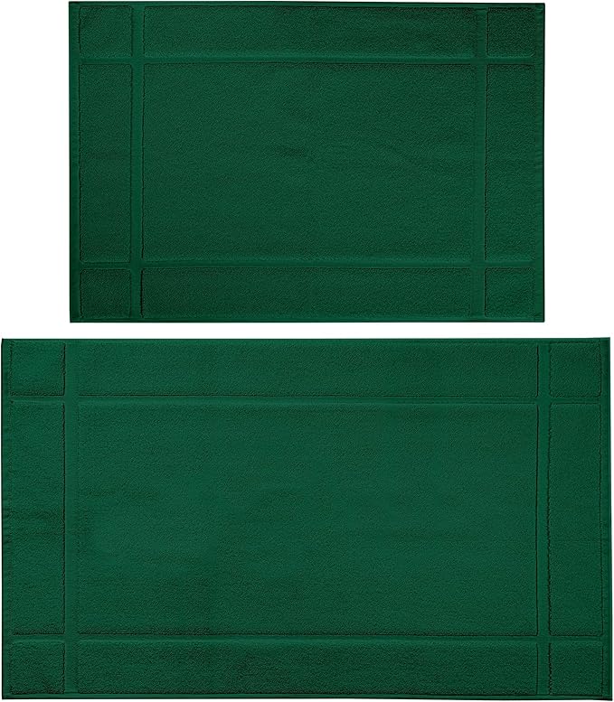 Ample Decor Bath Mats 100% Cotton 24 X 17 & 34 X 20 Inches, Oeko Tex Certified 1350 GSM Solid Construction Thick & Plush, Super Absorbent for Bathroom Floor, Shower – Christmas Green