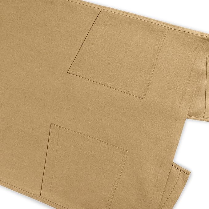 Solino Home Cross Back Linen Apron with Pockets for Gardening, Kitchen - Kelp Pinafore Smock Apron 100% Pure Linen for Men & Women - Handcrafted from European Flax