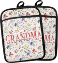 Grandma Gifts Floral Pot Holders, Mother's Day Birthday Gifts for Grandma from Grandkids Grandsons Granddaughters Canvas Pot Holders for Women,Potholders for Kitchens