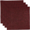 Solino Home Linen Square Placemats Set of 4 - Red Garnet Placemats 14 x 14 Inch - 100% Pure Linen Table Mats for Valentines, Winter - Athena