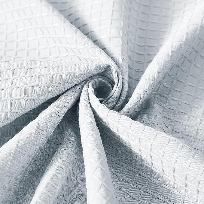 Indecor Home Luxury Waffle Weave Shower Curtain Elegant Hotel Style Fabric for Bathroom, Water Repellent, Machine Washable Light Grey Waffle