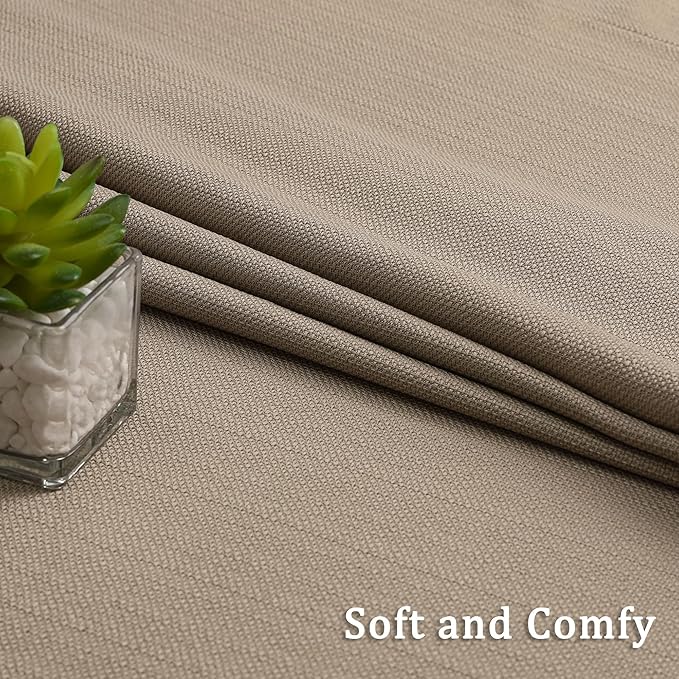Lecloud Bessie Camel Curtains 72 Inches Long 2 Pcs, Rod Pockets Light Filtering Faux Linen Textured Living Room Curtains for Bedroom Decor, Window Drapes for Dining Room, Each Panel 40" W x 72" L