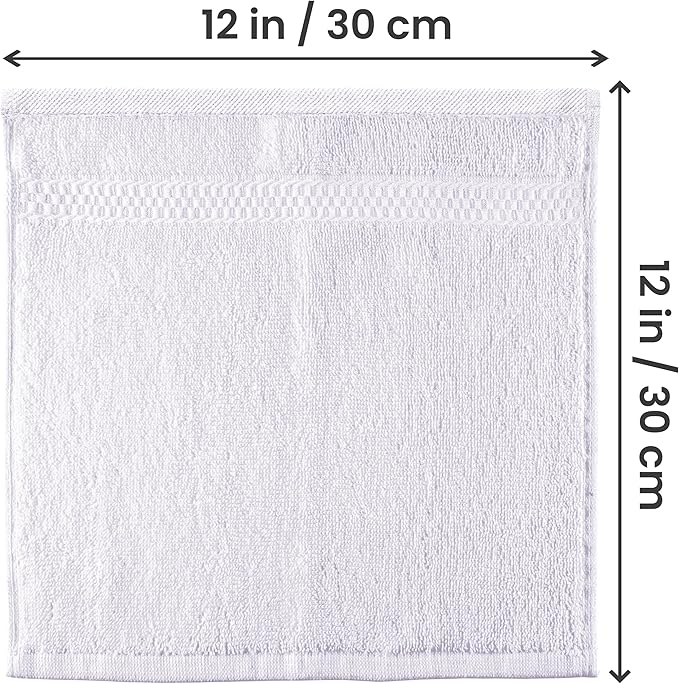 Utopia Towels 12 Pack Premium Wash Cloths Set, 12 by 12 Inches, 100% Cotton Ring Spun, Highly Absorbent and Soft Feel Essential Washcloths for Bathroom, Spa, Gym, and Face, White