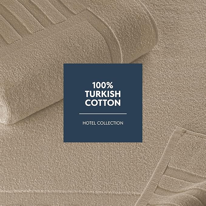 White Classic Luxury Bath Mat Floor Towel Set - Absorbent Cotton Hotel Spa Shower/Bathtub Mats [Not a Bathroom Rug] 22"x34" | 2 Pack | Taupe