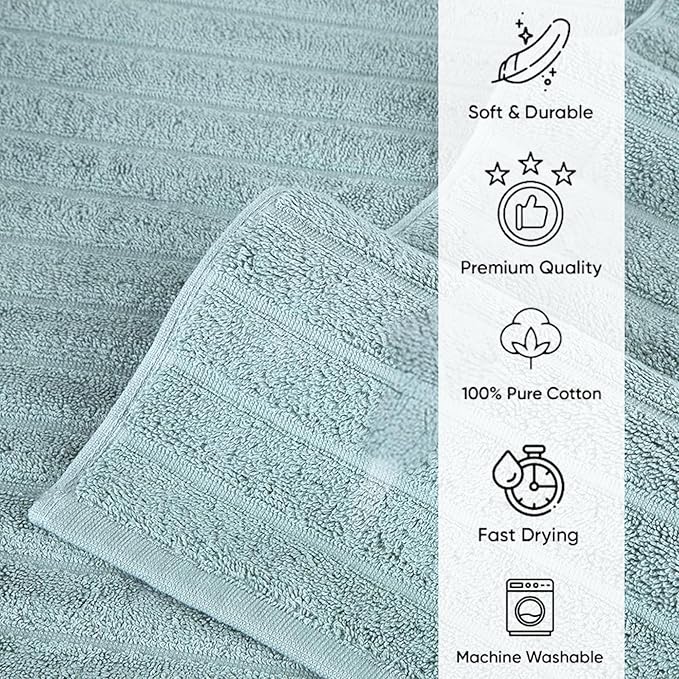 Classic Turkish Towels CTT - 2 Piece Bathroom Rugs Set, 100% Cotton Bath Mats, Non-Slip, Comfy & Highly Absorbent Bathroom Floor Mats, Machine Washable | 20"x32" (Spa Green)
