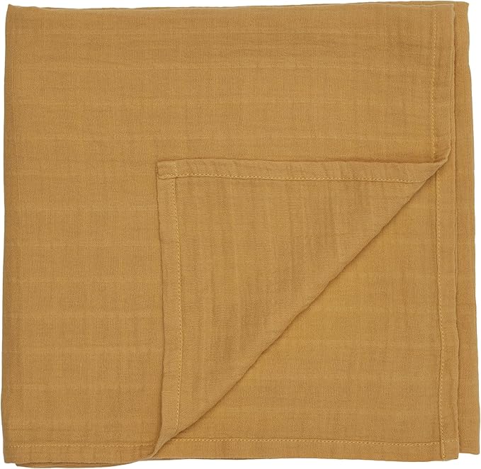 Huxie Swaddle - 100% Organic Cotton - Muslin Swaddle Blankets for Newborn, 47" x 47" (Autumn Yellow)
