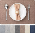 Faux Leather Placemats Set of 6 Vinyl Washable Wipeable Table Mats for Kitchen Dining Table Heat Resistant Waterproof Modern Indoor/Outdoor Placemats Non-Slip Easy Clean Place Mats (Cocoa)