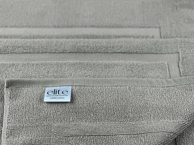 ELITE Emporium Home Collection 2-Piece Cotton Bathroom Mat Set, 21" x 34" - 100% Cotton, Absorbent, Quick-Dry, Bath Towel Mats for Bath Floor, Silver [Not a Bathroom Rug]