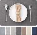 Faux Leather Placemats Set of 6 Vinyl Washable Wipeable Table Mats for Kitchen Dining Table Heat Resistant Waterproof Modern Indoor/Outdoor Placemats Non-Slip Easy Clean Place Mats (Midnight)