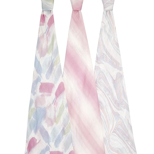 aden + anais Silky Soft Swaddle Blanket, Boutique Muslin Blankets for Girls & Boys, Baby Receiving Swaddles, Ideal Newborn & Infant Swaddling Set, Perfect Shower Gifts, 3 Pack, Florentine
