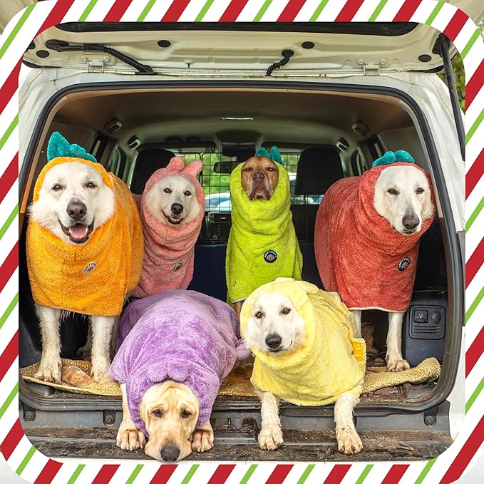 DERPYCHAPPY Premium Dog Towel Robe & Dog Bathrobe for Drying Dogs Made in Korea | Super Absorbent Quick & Adjustable Microfiber Bath Towel for Cats & Puppy Robes After Bath | Soft Warm Coat (Fig,XL)