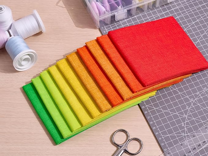 Craftido - 11 Options Solids with Tweed Tonals - Assorted Color Cotton Quilting Fabric Bundles 10pcs Fat Quarters 18"x21" - Medium Weight 5.2oz - for Quilting, Sewing and Crafts - Fruit&Garden