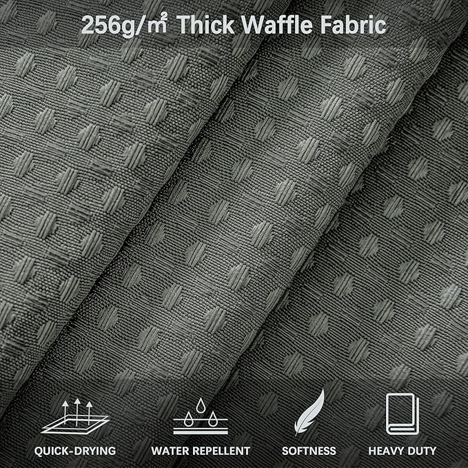 PANGSINNE 72 x 90 Shower Curtain Waterproof Fabric Shower Curtain Waffle Weave Heavy Duty Shower Curtain Set for Bathroom,Washable, 256GSM Modern Shower Curtains with 12 Metal Hooks, 72Wx90H Grey