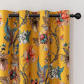 MYSKY HOME Floral Blackout Curtains 63 Inch Long Bedroom Black Out Thermal Insulated Noise Reducing Drapes Flower Printed Cottagecore Style Grommet Window Treatment Living Room Kitchen, Pack-2, Yellow