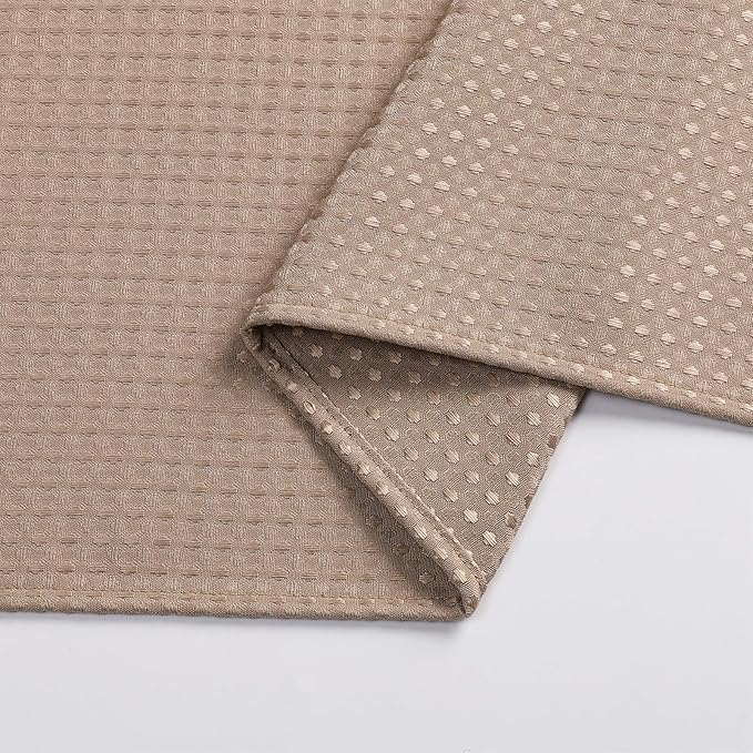 meioro Beige Shower Curtain, Waffle Weave 256GSM Heavy Duty Textured Fabric Shower Curtains for Bathroom Hotel Spa, Luxury Weighted Polyester Cloth Bath Curtain Set with 12 Hooks, 72Wx84H