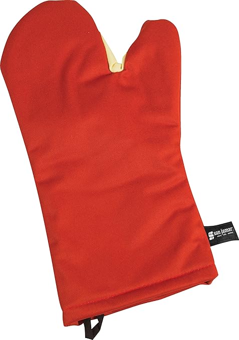 San Jamar CTC15 Cool Touch Conventional Oven Mitt Heat Protection up to 500° F, 15" Length, Red